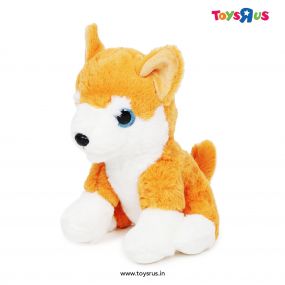 Mirada Husky Dog with Glitter Eye Cuddly Soft Toy Colour Orange for Kids
