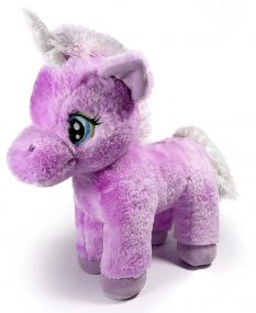 Mirada Plush 32cm Standing Unicorn with Glitter Bow | Purple